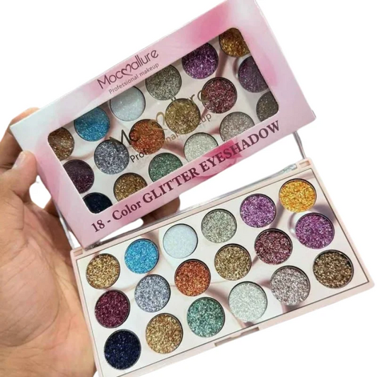 Mocallure 18 Color Glitter Kit High-Pigment Sparkle Palette for Eyes, Lips & Face Makeup