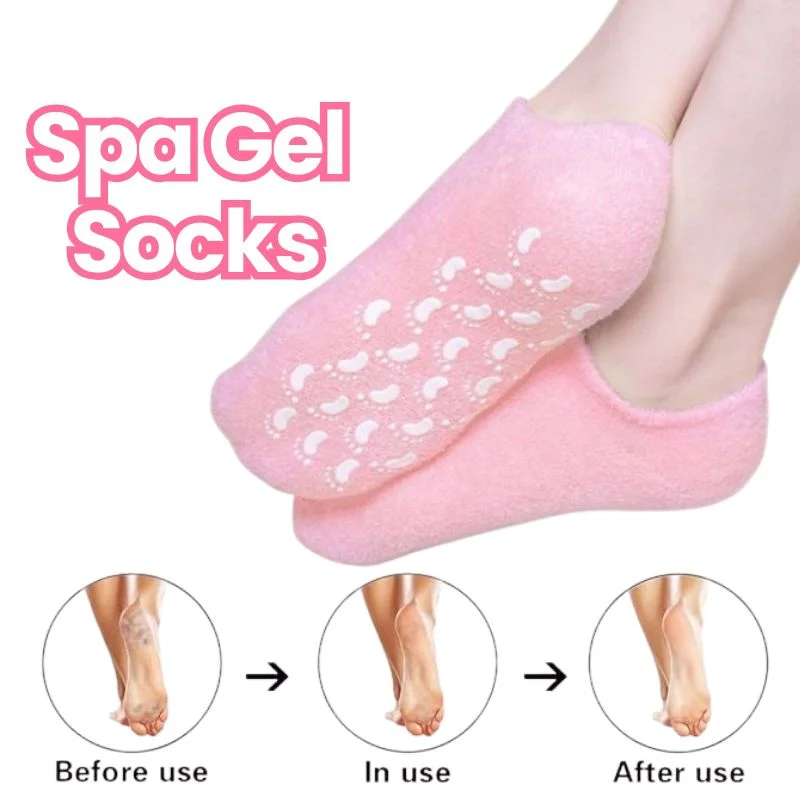 Reusable Silicone Spa Gel Socks for Dry Feet & Cracked Heels Intensive Moisturizing Overnight Foot Care
