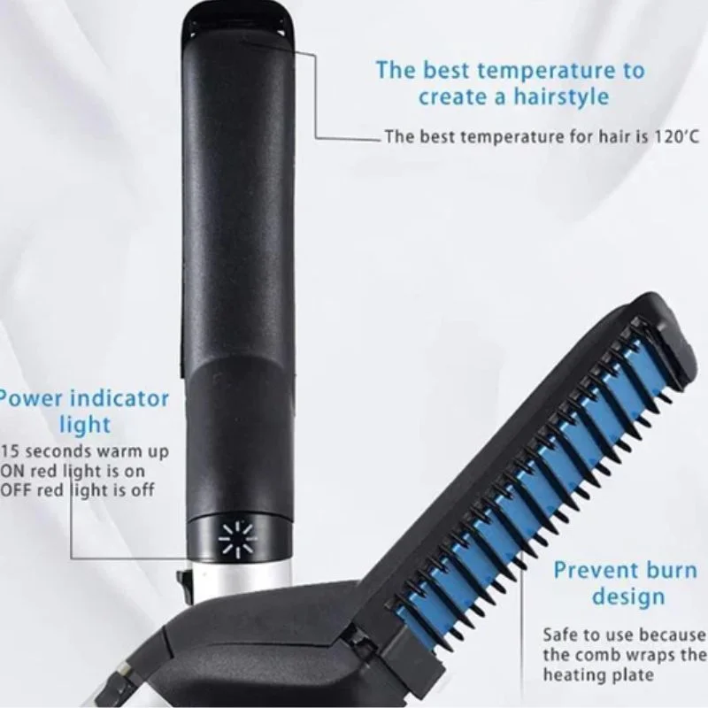 Hair & Beard Straightener Comb for Men | Multifunction Electric Hair & Beard Styling Brush | Quick Heating Ceramic Straightener