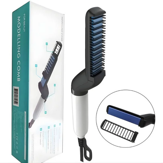 Hair &amp; Beard Straightener Comb for Men | Multifunction Electric Hair &amp; Beard Styling Brush | Quick Heating Ceramic Straightener