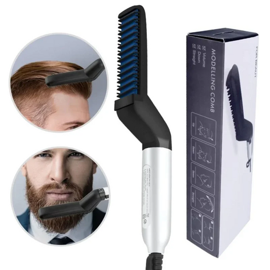 Hair &amp; Beard Straightener Comb for Men | Multifunction Electric Hair &amp; Beard Styling Brush | Quick Heating Ceramic Straightener