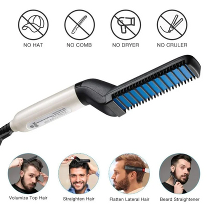 Hair &amp; Beard Straightener Comb for Men | Multifunction Electric Hair &amp; Beard Styling Brush | Quick Heating Ceramic Straightener