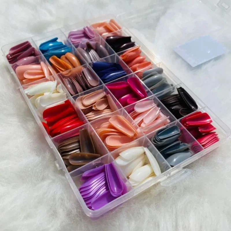 Multicolor Acrylic Artificial Nails Kit  Full Cover Nails with Glue  24 Shades 576 Pcs