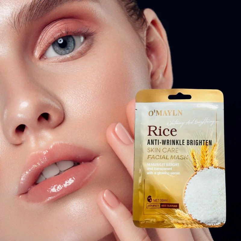 Pack of 2  O’Mayln Rice Facial Mask  Anti-Wrinkle, Brightening & Hydrating Sheet Mask