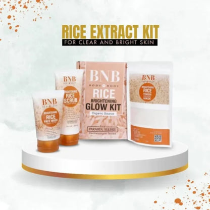 BNB Rice Extract Bright & Glow Facial Kit | 3-in-1 Whitening, Brightening & Hydrating Skincare