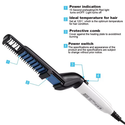 Hair &amp; Beard Straightener Comb for Men | Multifunction Electric Hair &amp; Beard Styling Brush | Quick Heating Ceramic Straightener