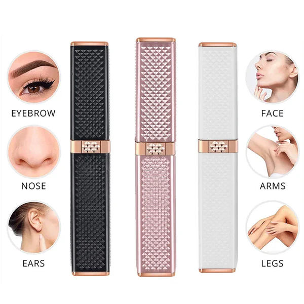 2-in-1 Flawless Facial Hair Remover & Eyebrow Trimmer  USB Rechargeable, Painless & Portable  Black